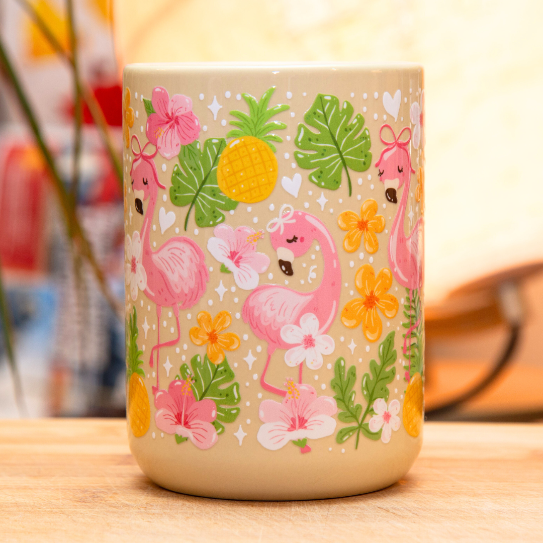 20% OFF Tropical Flamingo Ceramic Mug with Gift Box | 15oz Ceramic Mug