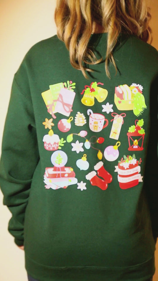 Bookish Christmas Green Crewneck Sweatshirt