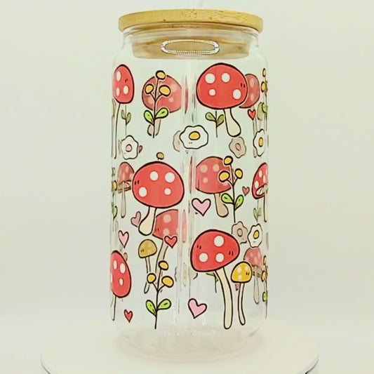 20% OFF Double-Sided Mushroom Glass Cup Set 18oz | Cute Mushroom Design with Gift Box