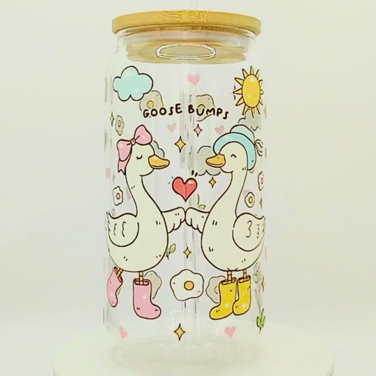 20% OFF Double-Sided Goose Bumps Glass Cup Set 18oz | Adorable Goose Design with Gift Box