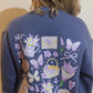 20% OFF Lavender-Themed Denim Blue Sweatshirt with Books, Teapot & Bread Basket | Cottagecore Cozy