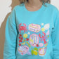 Scuba Blue Crewneck Sweatshirt with Coastal-Themed