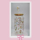 Double sided Goose Bumps 18 Oz Glass cup with Bamboo lid, Straw topper and Gift Box.